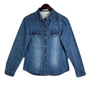 TOMMY HILFIGER Vintage Y2K Denim Long Sleeve Button Down Shirt Womens Size 6